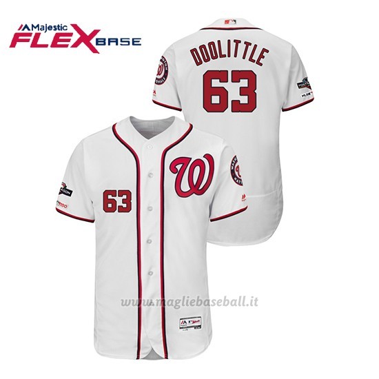 Maglia Baseball Uomo Washington Nationals 63 Sean Doolittle 2019 Postseason Flex Base Bianco